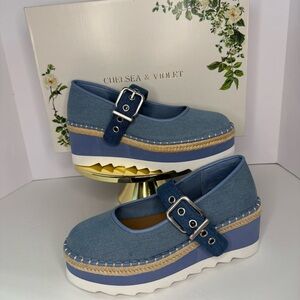 Chelsea & Violet “Meredith” Platform Mary Jane – Denim Blue – Size 6.5. NWT